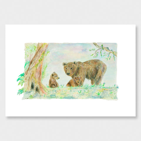 'Bears in the Forest' Art Print